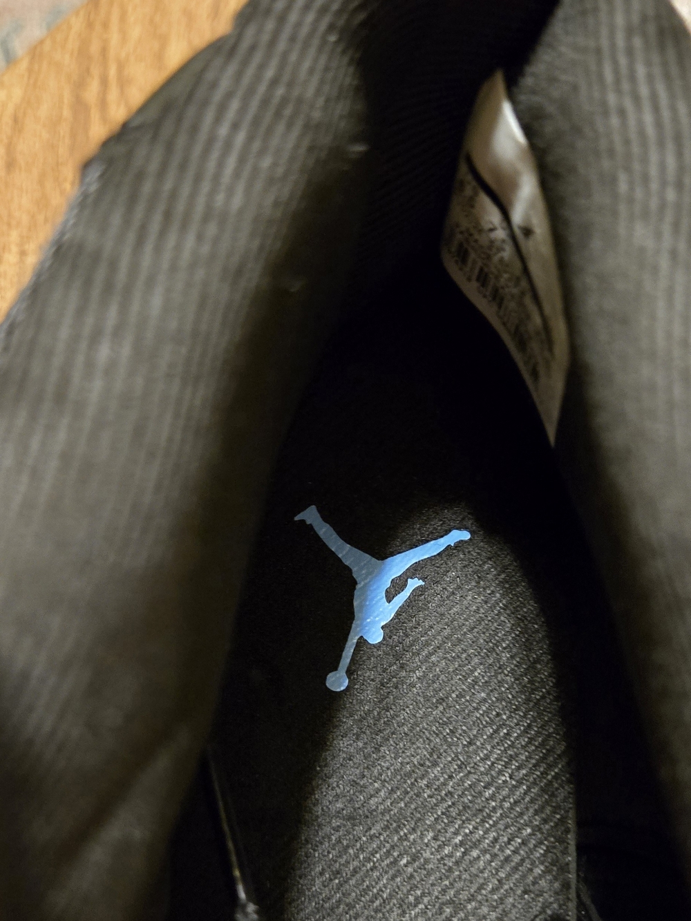 Air Jordan 11 Retro Black Patent Leather Sneakers with Light Blue Jumpman - Picture 6 of 9
